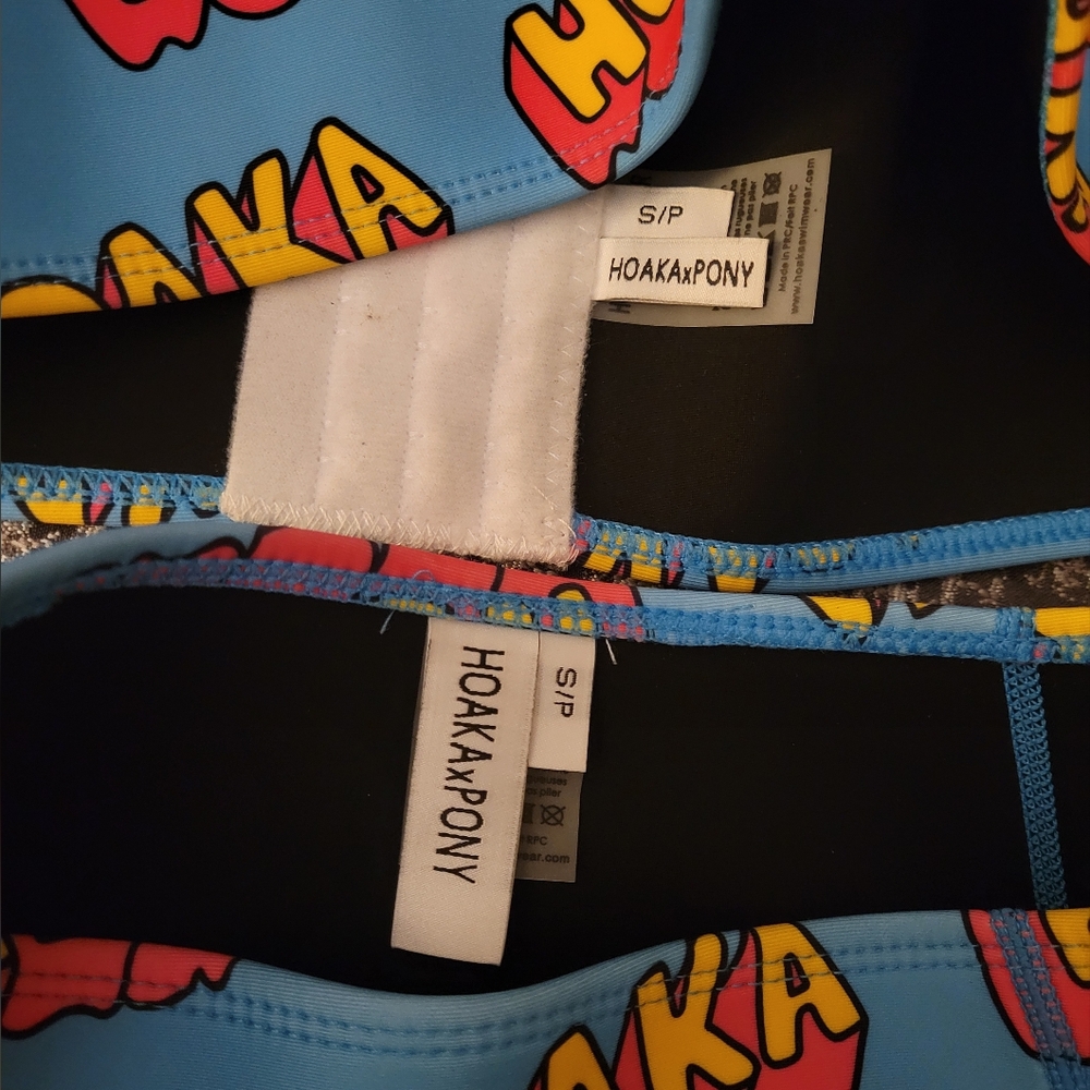 Blue and Yellow High-Waisted Bikini with Comic Pattern - Picture 3 of 3